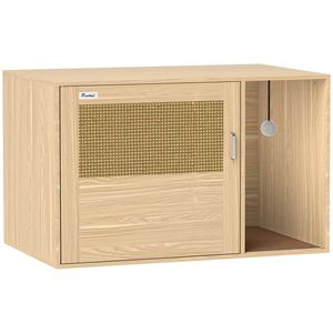 Lettiera per Gatti Moderna Stile Boho con Porta in Rattan, Tappetino Antiscivolo XL - 80 x 51 x 51 cm, ABS 65L - Product Image 1