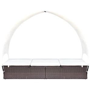 Tumbona Marrón y Crema con Toldo, Producto Premium para Relajación al Aire Libre - Product Image 2
