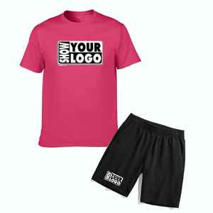 ชุดเซ็ตเสื้อยืดและกางเกงขาสั้นลำลองสำหรับผู้ชาย พร้อมโลโก้แบบกำหนดเอง - Product Image 1