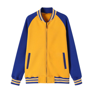 เสื้อแจ็คเก็ต SGRho Royal & Gold Fleece Varsity - แขนเสื้อทำจากผ้าขนสัตว์สั่งทำพิเศษ สีน้ำเงินและสีทอง - เสื้อแจ็คเก็ต Letterman Bomber สไตล์กรีกสำหรับผู้ชาย - Product Image 2