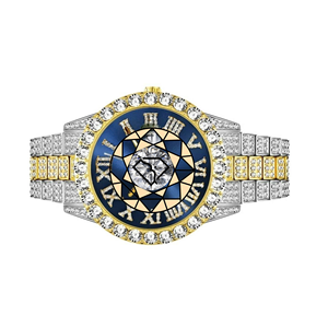 Reloj de Lujo para Hombre con Diamantes Moissanite, Pantalla Digital de Dos Tonos, Números Romanos, Movimiento de Cuarzo, VVS1, Pasa el Test de Diamantes - Product Image 5