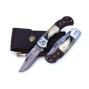 Couteau utilitaire pliant de luxe en cuivre et acier inoxydable, lame droite en bois à pointe tombante, ultra-affûtée, tactique, de survie, EDC, noir, OEM - Product Image 2