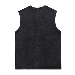 OEM Custom High Streetwear Wear Sleeveless Athletic <b>Distressed</b> Singlet Vest Men's Vintage Acid Wash Oversized Tank <b>Top</b> Wholesale - Product Image 2