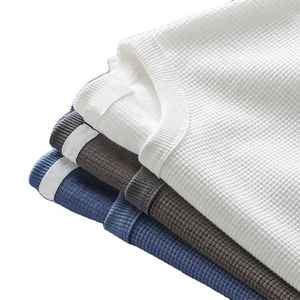 High Quality New Custom Solid Colors & Design Men's O Neck Short Sleeve T <b>Shirts</b> 100% Organic Cotton <b>Waffle</b> Fabric - Product Image 3