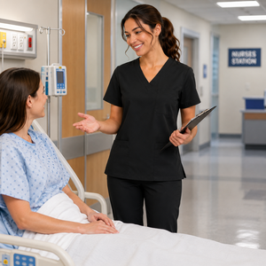 Women Black Medical <b>Scrub</b> <b>Set</b> Back View V Neck Healthcare Uniform Nurse Workwear Top And Pant - Product Image 6