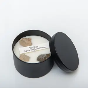 Nieuwe Zwarte Pot Kristallen Steen Geurkaars Handgemaakte Soja Wax Kaars Romantische Vakantie Cadeau Geurkaars