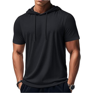 เสื้อฮู้ดแขนสั้นผู้ชาย สำหรับออกกำลังกาย ฟิตเนส เล่นกีฬา ผ้าฝ้าย น้ำหนักเบา ระบายอากาศดี เสื้อยืดมีฮู้ดลำลอง สำหรับฝึกซ้อมกีฬา - Product Image 1