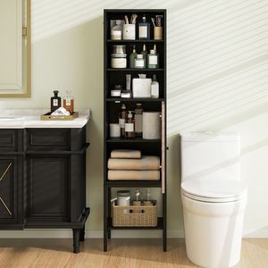 57-Inch 1-Door and 4-Shelves Bathroom Tall Cabinet Narrow <b>Storage</b> <b>Unit</b> for <b>Kitchen</b> Organization - Product Image 3