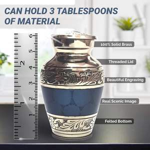 Cercueil Cœur en Velours pour Cendres Humaines, Magnifique, Bleu Foncé, en Aluminium Gravé à la Main, Moderne, Décoratif, pour Cérémonie Commémorative - Product Image 5