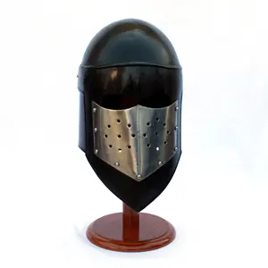 Capacete de aço Medieval viseira de guerra Medieval com couro protetor de cabeça almofada dentro