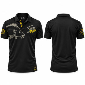 Fishing Customized 2026 Men's <b>Black</b> <b>Polo</b> Shirt Sublimation Print Quick Dry UPF 50 Fishing Wear - Product Image 1