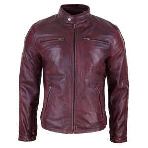 Men's <b>Black</b> PU Casual Solid Dyed Moto Jacket <b>Turtleneck</b> Collar Zipper Closure Slim Fit Winter Wear - Product Image 5