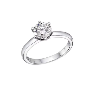 Bague solitaire en or blanc 14 carats avec diamant rond brillant véritable de 0,15 carat |   Bague de fiançailles classique sertie de pierres pour femme - Product Image 2