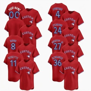 Maillot de sport américain tendance rouge pour homme, avec appliqué personnalisé, nom et numéro d'équipe, 100 % polyester, respirant, séchage rapide, antibactérien - Product Image 1