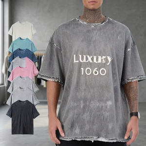 เสื้อยืดแขนสั้นผู้ชายทรงโอเวอร์ไซส์ ผ้าคอตตอนถัก 100% ล้างสีแบบแอซิดวอช สีพื้นเรียบ  คอโอ  ผ้าระบายอากาศ  รับสกรีนโลโก้ด้านหน้า - Product Image 3