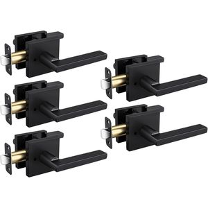 Manijas de Puerta Interiores en Negro Mate, Resistentes, de Aleación de Zinc, Palancas de Privacidad para Dormitorio y Baño, Estilo Contemporáneo - Product Image 1