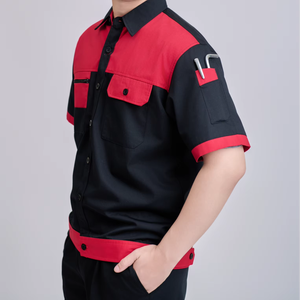 เสื้อผ้าทำงานแบบระบายอากาศได้ดี ยี่ห้อ FMF ผลิตในเวียดนาม ทนทาน แขนสั้น สีดำแดง สำหรับผู้หญิง ผลิตจากผ้า TC คุณภาพสูง มองเห็นได้ชัดเจน ปลอดภัย สวมใส่สบาย - Product Image 1