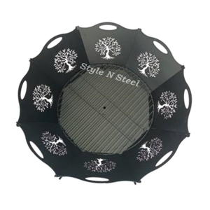 Brasero moderne en fer avec peinture résistante à la chaleur, design autoportant, chauffage extérieur au charbon/bois - Product Image 2