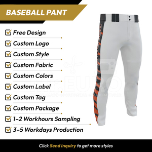 Pantalones de Béisbol Personalizados Unisex para Adultos, Corte Ajustado, Bolsillos Laterales, Impresión Sublimada, 100% Poliéster, Antibacterianos, Cierre de Cremallera - Product Image 2