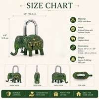 Cadenas en laiton motif éléphant, design vintage, petit, style antique, serrure de sécurité décorative, objet spirituel de collection pour la maison, le temple ou comme cadeau