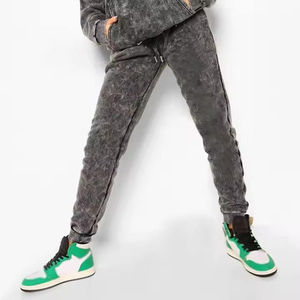 Ensemble sweat à capuche et pantalon de jogging délavé pour homme, noir, deux pièces, tenue décontractée ample - Product Image 4
