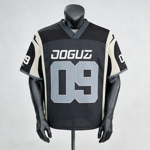 Maillot de football américain rétro en maille à col en V, coupe ample et courte, style streetwear, personnalisable, maillot de basketball sportif en maille - Product Image 4