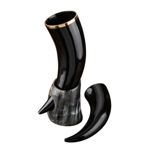 Jarra Vikinga de Cuerno de Búfalo con Soporte, Hecha a Mano con Borde de Latón – Regalo Medieval Nórdico para Hombres, Artículos de Bar para EE. UU. y Europa - Product Image 3