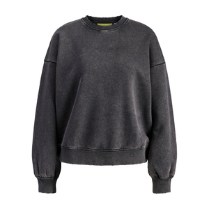 Sweat-shirt vintage à fermeture éclair, style rétro vieilli, pull-over uni en molleton de coton délavé à l'acide, coupe classique pour l'hiver - Product Image 2