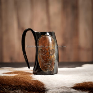 แก้วลายควายแบบอเมริกันทำด้วยมือแบบชาวอาเกตแก้วแบบไวกิ้งรูปเขาสัตว์ในสไตล์การเดินเรืองานฝีมือตามธรรมชาติ - Product Image 5