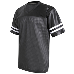 Maillot de football personnalisé, impression par sublimation, col en V, manches courtes, double rayure, polyester à séchage rapide, équipement sportif d'équipe OEM - Product Image 1