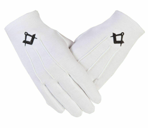 Guantes Masónicos de Algodón Negros con Símbolo S & C, Guantes Masónicos 100% Algodón con Bordado Personalizado a Precio Económico - Product Image 1