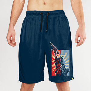Pantalones Cortos Deportivos Negros de Secado Rápido para Hombre con Logotipo de Espada Blanca en la Parte Delantera, Cintura con Cordón Ajustable, Ropa Casual para Gimnasio - Product Image 4