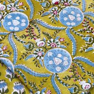 Tela de Algodón 100% Puro Tejida a Mano con Estampado Jaipur, Ecológica y Moderna, de Primera Calidad, de la India, Vendida por Metro, para Mantel con Diseño Floral - Product Image 2