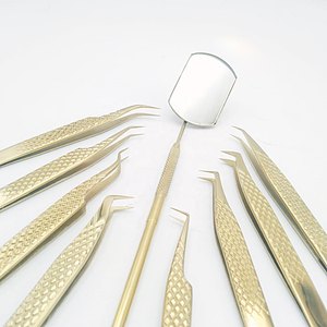 Pince à épiler pour extensions de cils en acier inoxydable, avec logo gravé sur mesure, pointe fine, prise ferme, professionnelle pour volume - Product Image 5