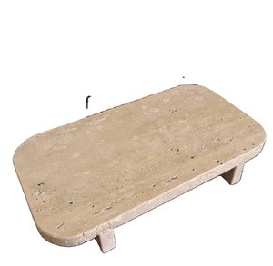 Plateau surélevé en travertin, support de présentation en pierre, plateau de service décoratif, centre de table basse, décoration d'intérieur polyvalente, nouveauté - Product Image 1
