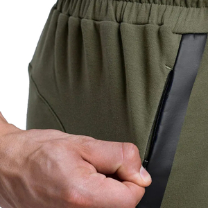 Shorts de sport gris uni en polyester pour homme, taille mi-haute avec cordon de serrage, séchage rapide, rayures latérales, style décontracté - Product Image 5