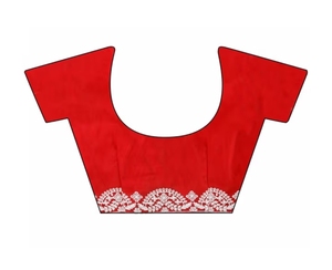 Sari en filet brodé couleur rouille KV avec blouse non cousue - Product Image 3