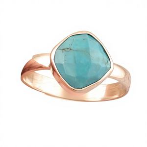 Anillo turquesa facetado hecho a mano, Plata de Ley 925, corte de cojín, joyería de piedras preciosas, compromiso, regalo de aniversario de boda, venta al por mayor - Product Image 4