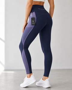 Leggings pour femmes Vibe Craft Clothing, taille mi-haute, longueur intégrale, noir et bleu, décontractés, extensibles, compressifs, tricotés, sans couture - Product Image 4