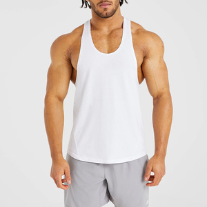 Camiseta sin mangas para hombre, blanca, con tirantes anchos, de color liso, transpirable, de punto, informal, para gimnasio, diseño de cuello redondo, ecológica, con logo personalizado - Product Image 5