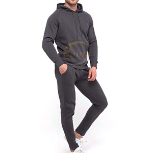 Ensemble survêtement décontracté en molleton gris foncé uni pour homme avec sweat à capuche et pantalon de survêtement - Product Image 6