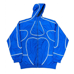 Nuevas tendencias, conjunto de pantalones cortavientos de nailon para hombre con logo personalizado en negro con paneles grises, para verano, estilo vintage, chaqueta de streetwear. - Product Image 3