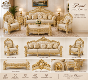Collection de meubles de salon de style Versailles de luxe, canapé et chaises en bois sculpté doré ivoire majestueux, ensemble de salon rococo - Product Image 6