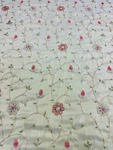 Tela Floral No Tejida con Bordado de Cuentas, Material Suave y Transpirable para Vestidos de Novia, Saris y Accesorios de Noche para Niñas - Product Image 5