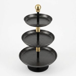 Handmade Iron 30 cm Charcoal Brass Ninety Centimetre <b>Tall</b> Meru Three Tier Rod Bundle Plant Stand <b>Table</b> Decoration Accessories - Product Image 3
