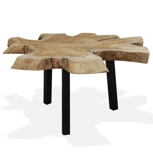 Table basse en teck naturel, bois de teck véritable, 31,5 x 27,6 x 15,0 pouces - Product Image 1