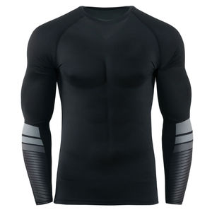 Men's Full Sleeve Rash Guard <b>Black</b> Quick Dry Spandex Polyester <b>Compression</b> <b>Shirt</b> Adult Long Sleeve Top - Product Image 2