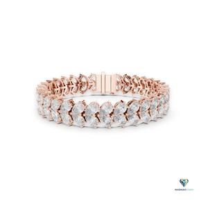 17.58 CT Pear Cut Lab Grown Diamond Bracelet in 18K <b>Solid</b> <b>Gold</b>, Symmetrical Leaf Pattern Collet Set Fine Jewelry for Women - Product Image 1
