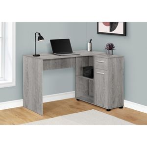 Scrivania Angolare Moderna Contemporanea da 46 Pollici per Ufficio Domestico con Cassetti Portaoggetti, per Laptop, in Laminato Grigio - Product Image 5