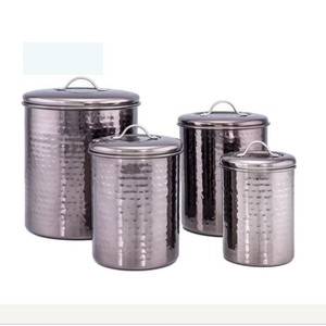 Round Shape Iron White Color <b>Canister</b> Set Tin Pots With Lid Restaurant And Hotel Kitchenware Container Sets - Product Image 2